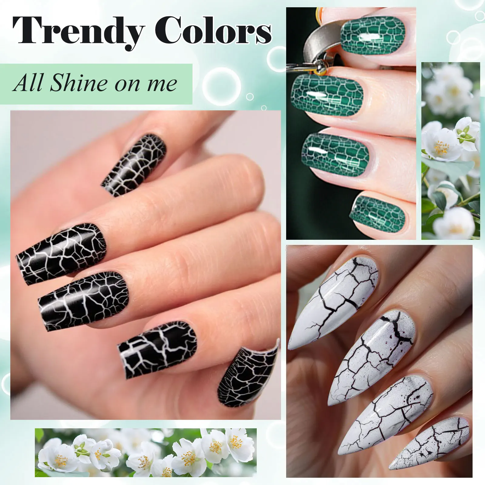 6pcs Crackle Gel Nail Polish Set Cracking Nail Lacquer Quick Dry Nail Art Varnish Semi Permanent Soak Off UV Gel Nail Supplies - Image 5