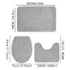 3pcs/Set Solid Color Simple Bathroom Water-absorbing and Non-slip Floor Mat Stone Pattern, Comfortable and Soft, Three-piece Set