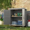 Outsunny Garden Shed Wooden Garden Storage Shed 2 Door Unit Solid Fir Wood Garage Tool Organisation Cabinet,Grey
