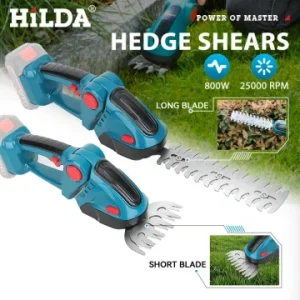 HILDA 2 IN1 Electric Hedge Trimmer Cordless Handheld Weeding Pruning Shear Shrub Mower Garden Tool For Makita 18V Battery