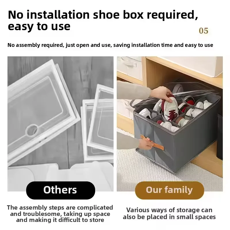 Multifunctional Grid Storage Shoe Box Foldable Sneakers Shoerack Shoes Rack Storage Organizers Dust-Proof Organizer for Shoes - Image 3