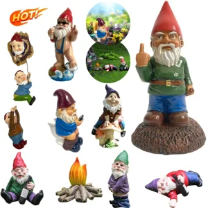 Micro Middle Finger Gnome Statue 3D Drunk Gnome Statue Mini Resin Doll Garden Decoration Resin Garden Figurines Garden Gnomes