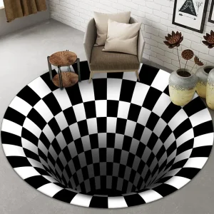 Optical Illusion 3D Floor Carpet Living Room Area Rug Non Slip Bedroom Bedside Sofa Swivel Chair Soft Home Decor Mat