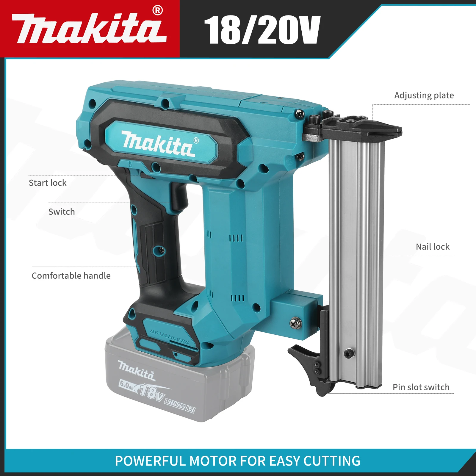 Makita F30 Straight Nails Staple Gun,Cordless Electric Impact Nail Gun Woodworking Construction Tools For Makita 18V Battery - Image 3