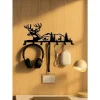 Boho Deer Key Holder Wall Hanging, Rustic Woodland 5-Hook Entryway Organizer, Nature-Inspired Farmhouse Decor, Christmas Housewa