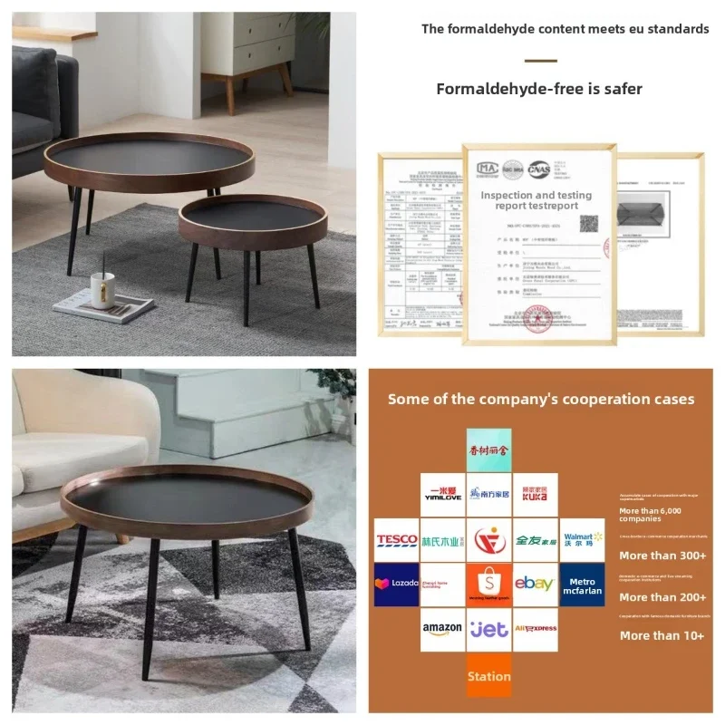 Nordic coffee table living room round small coffee table casual small table - Image 4