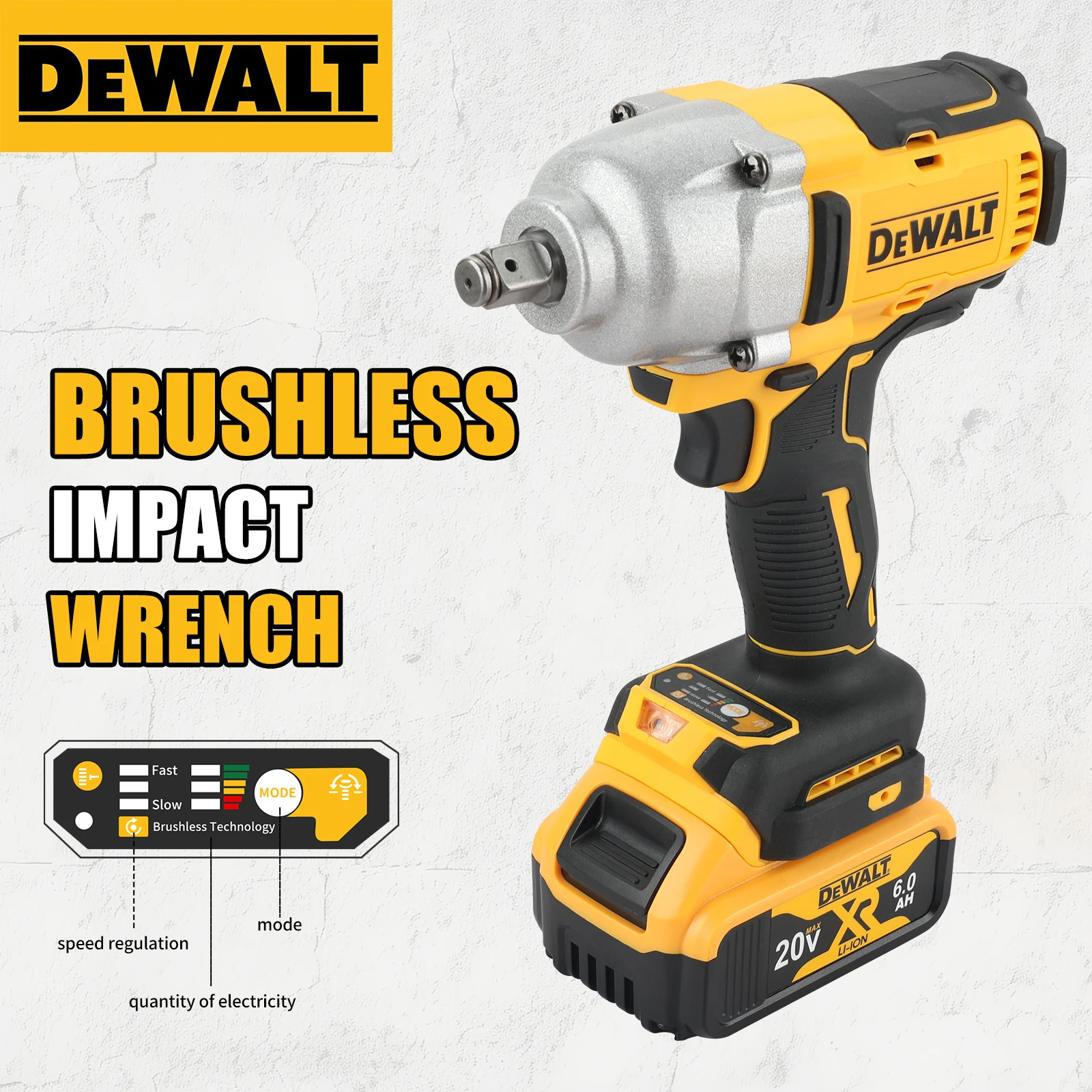DeWALT Brushless Impact Wrench:20V Power,1898N.M Torque,Pressure-Driven Speed,Double Safety&Ergonomic Design for Heavy-Duty Jobs