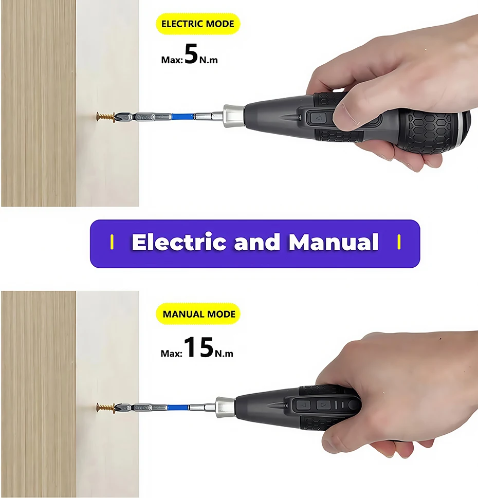 SHENHAOXU Portable Cordless Electric Screwdriver 5–15Nm Torque 1800mAh Quick Charge LED Light DIY Repair Tool - Image 5