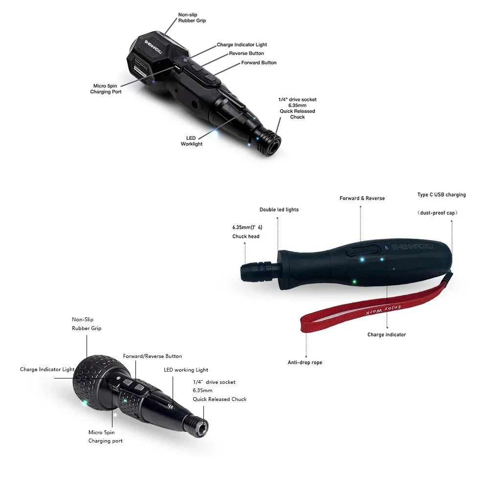 SHENHAOXU Cordless Electric Screwdriver 3.6V Power Tool Mini Drill 2000mah Lithium Battery Automatic And Manual Led Light DIY - Image 2