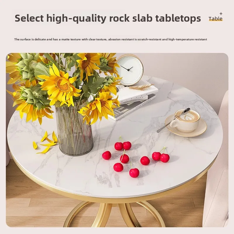 Side sofa side cabinet rock slab small coffee table bedside corner small round table creative bedside table - Image 4