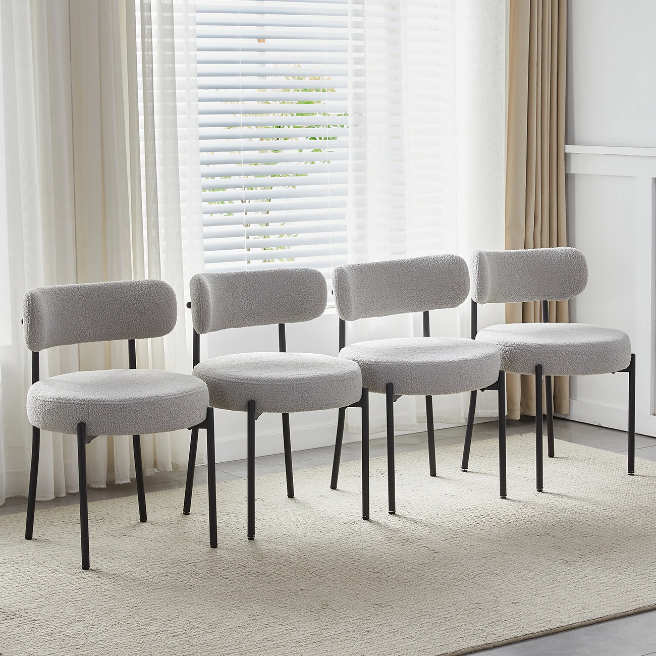 BonChoice Modern Round Glass Dining Table and Chairs Set 4, 5 Piece Round Dining Room Table Set, Glass Table with Chairs - Image 3