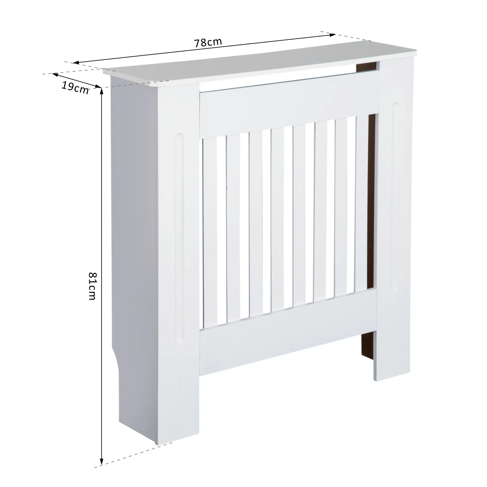 HOMCOM Radiator Cover Wooden Cabinet Vertical Slatted Vent MDF White Home - Image 4
