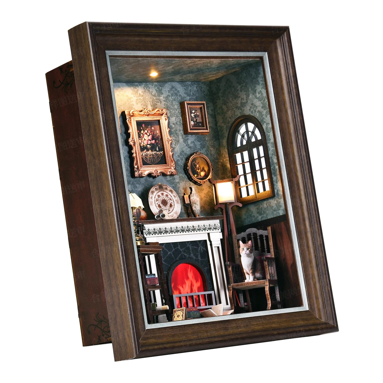 DIY Book Nook Bookshop Kit Photo Miniature Wooden Dollhouse with Light Bookshelf Insert 3D Puzzle Decor for Gift Owl Bookstore - Image 4