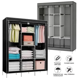 Portable Wardrobe Clothes Organizer Non-Woven Fabric Wardrobe Storage Cupboard for Bedroom 126*44*170cm Storage Shelves