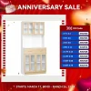 HOMCOM 1.8m Kitchen Cupboard,Storage Cabinet, Framed Glass Doors with Shelves