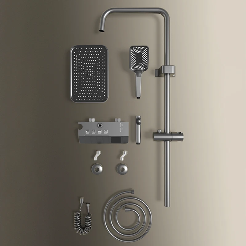 Bathroom Shower Full Set Black White Gray Bathtub Shower System Rain Pressurized Digital LED Shower Sets Hot Cold Shower Faucet - Image 5