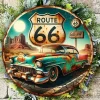 Vintage Route 66 Metal Wall Art Sign - 8x8 Inch Retro Americana Decor with Classic Car & Desert Scene - Rustic Tin
