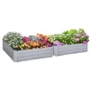 Outsunny Set of 2 291L Raised Garden Bed, Elevated Planter Box with Galvanised Steel Frame for Growing Flowers, Herbs, Grey
