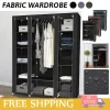 Sturdy Fabric Wardrobe with Shelf & Hanging Rod - Durable Clothes Cupboard for UK Homes