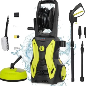 Electric Pressure Washer, 2000W 150Bar 450L/H Power Washer Jet Washer With Patio Cleaner Fix Brush,Turbo Nozzle Soap Dispenser A