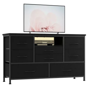 8 Drawer LED Dresser TV Stand with Power Outlet for 55'' TV - Wide Storage Chest for Bedroom, Living Room TV Stand