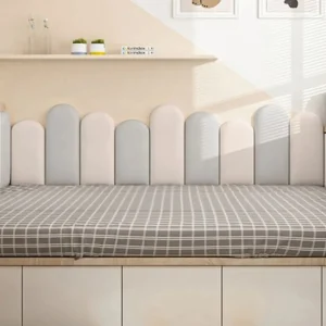 1Pc 7.87x15.74in Protective Technology Cloth Bed Headboard Self-Adhesive Soft Material Wall Backrest Wall Sticker Bedroom Wall