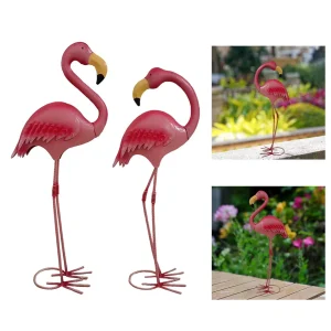 Garden Statue Flamingo Sculpture Gift Landscape Ornament Metal Yard Art Animal Figurine for Garden Lawn Outdoor Yard Decorations