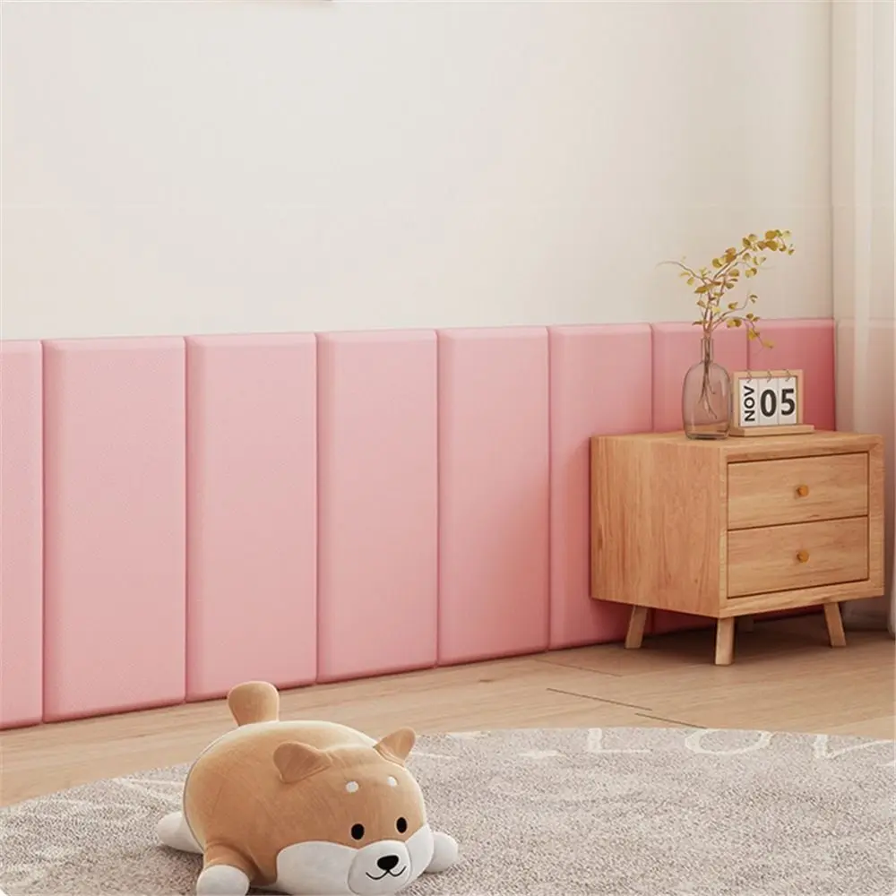 2pcs Self Adhesive 3D Wall Sticker Soft Bag Design Anti-collision Soft Wall Panels 10mm Thick Leather Headboard Protection - Image 2