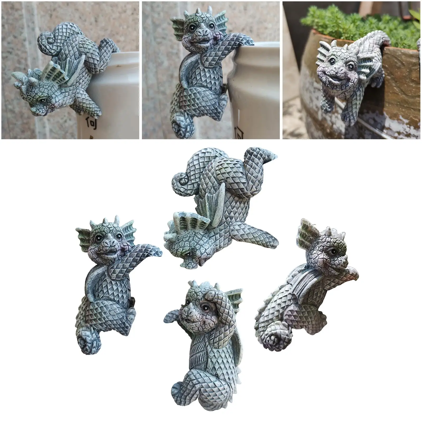 4pcs Resin Cute Garden Statue Decoration Flowerpot Hanger Sculpture Planter Computer Edges Hanging Figurine Dragon Ornament 4pcs Resin Cute Garden Statue Decoration Flowerpot Hanger Sculpture Planter Computer Edges Hanging Figurine Dragon Ornament