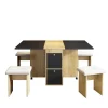 PINGGO Dining Table Set (With Dining Table, 4 Chairs) Folding Dining Table Multifunctional Extendable Dining Table
