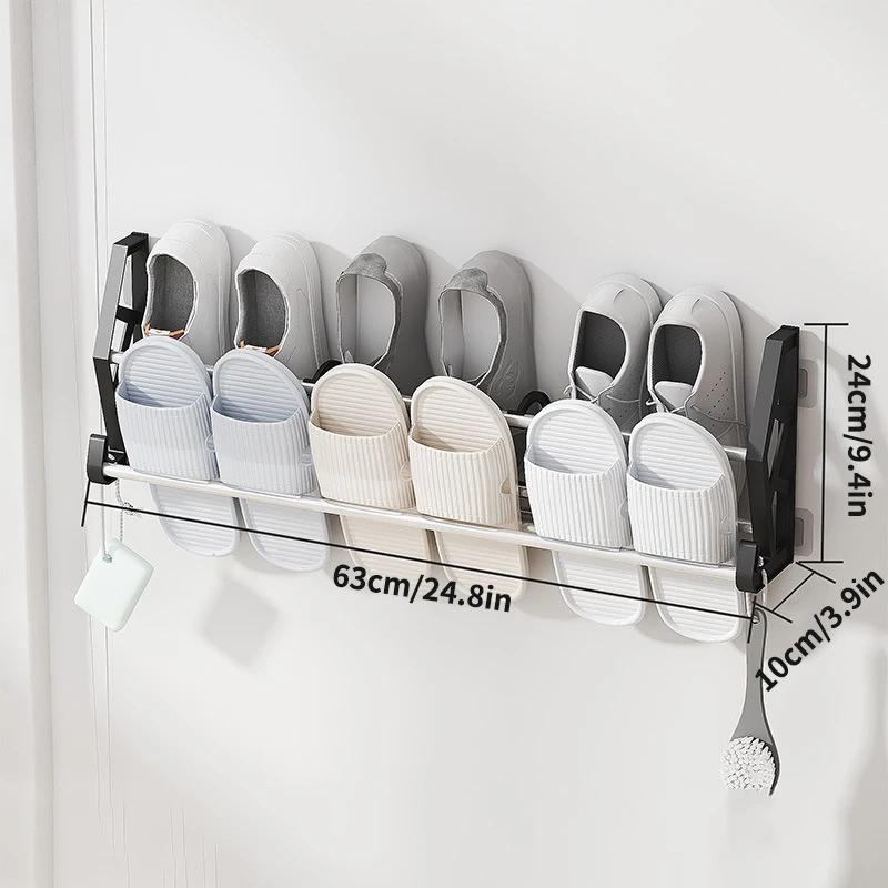 Multi Layer Assembly, Nail Free, Hole Free Door, Shoe Rack, Bathroom Slipper Rack, Simple Wall Mounted Storage Rack - Image 6
