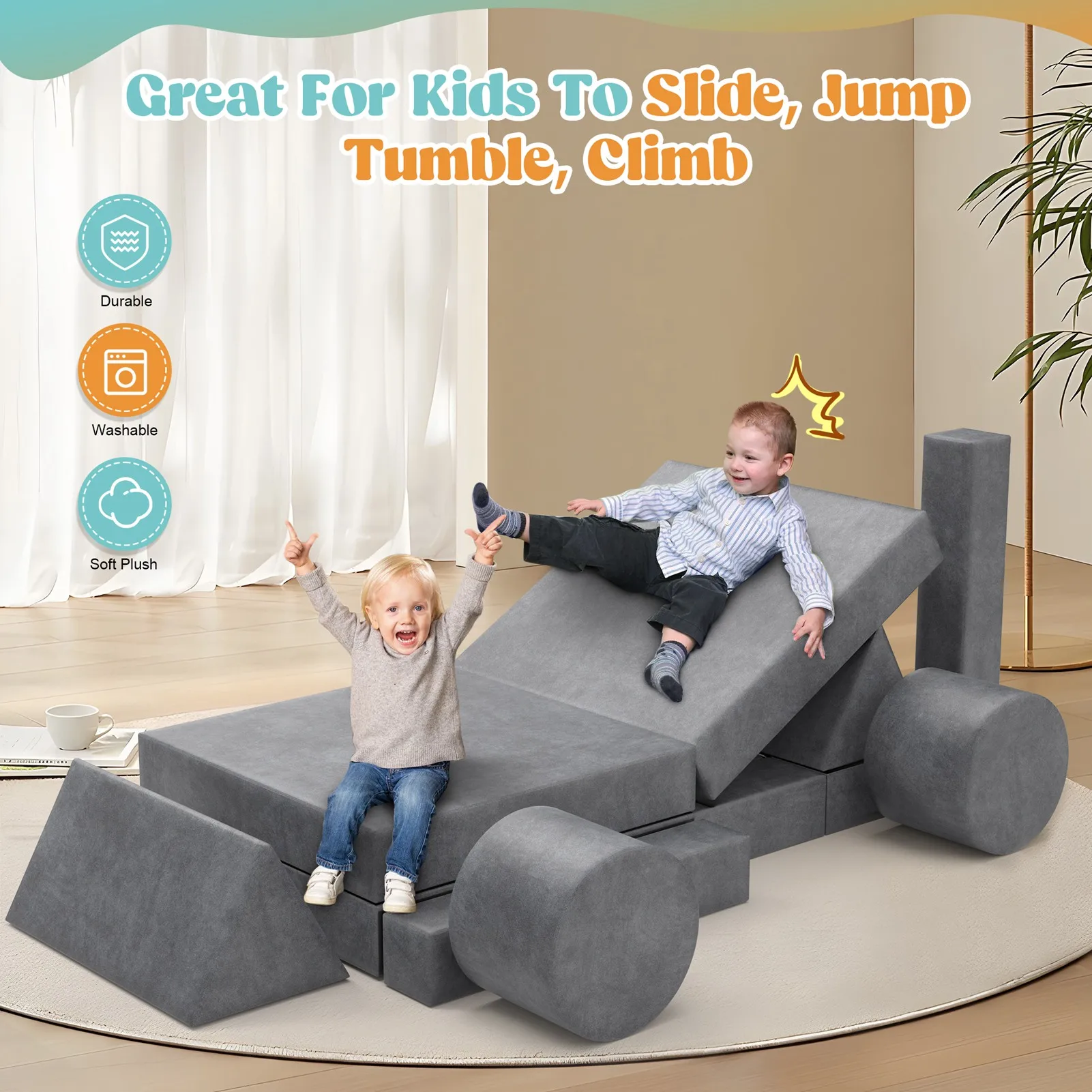 13Pcs Modular Kids Play Couch 25D Sponge Foam Comfortable Lightweight Child Sectional Sofa for Baby Room Bedroom - Image 5