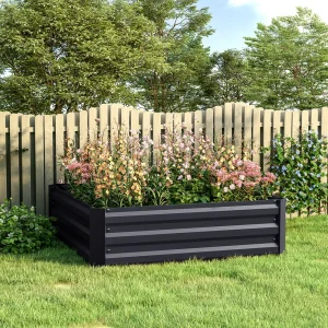 Livingandhome Galvanized Steel Square Raised Garden Bed Planter Box, 100cm W x 100cm D x 30cm H