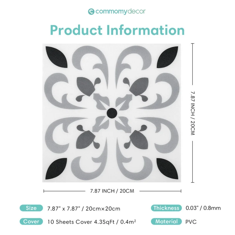 1pc/10pcs Peel and Stick Floor Tile Sticker Self Adhesive Floor Sticker Vinyl Non-slip Floor Tile Sticker Wall Sticker 20 x 20cm - Image 5