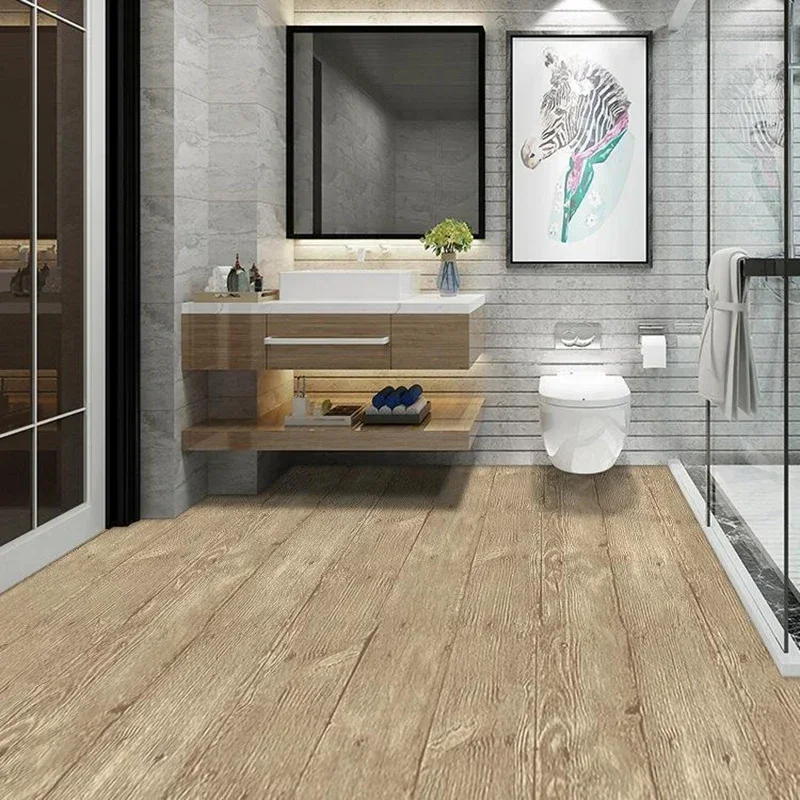 Peel and Stick Stickers Wood Grain Vinyl Floor Roll Stickers Waterproof Self Adhesive Floor Tile for Kitchen Bathroom Ground - Image 4