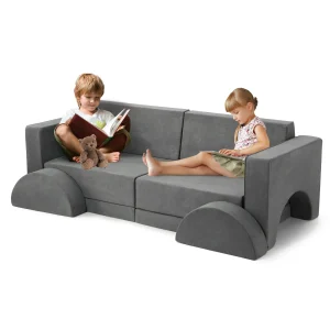 8pcs Modular Kids Play Couch Child Sectional Sofa Convertible Sofa Play Set Foam and Floor Cushion for Boys Girls Playroom