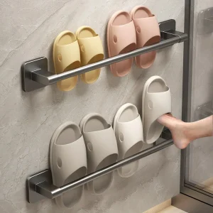 Bathroom Slipper Rack, No-Drill Wall-Mounted Draining Storage Hanging Rack for Toilet Door, Shoe Storage Organizer.