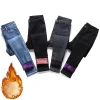 Winter Lady Comfortable Plush Thermal Jeans Snow Warm Thin Stretch Jeans Girls Skinny Pencil Pants Straight Leg Denim Trousers