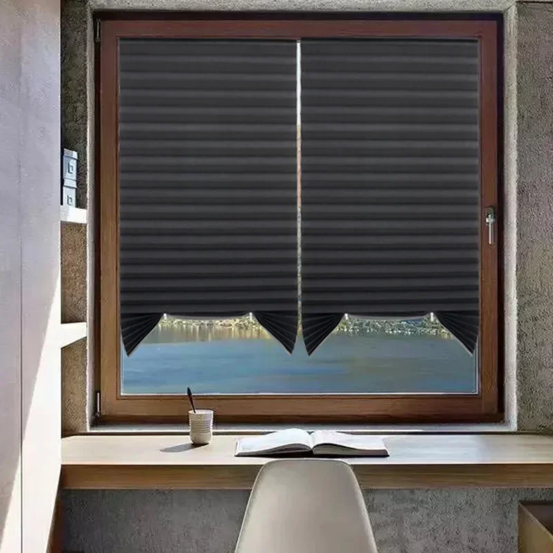 Easy to Install Light Filtering Pleated Paper Shades for Window Temporary and Portable Blinds with Clips Roman Zebra Curtain - Image 3