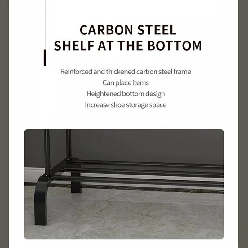 Double Rail Clothes Rack Standing Clothes Rail Shoes Rack Storage Shelf Wall Clothes Rack for Wardrobe Room Bedroom Living Room - Image 5