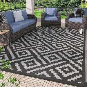 Retro Plaid Pattern Outdoor Carpet Geometrice Home Living Room Balcony Mat Large Size Camping Picnic Decorative Rugs Washable