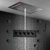20X14inch 500x360mm Bathroom Ceiling Black Rainfall Column Shower Head Set Constant Temperature Mixer Valve Lateral Shower Jets