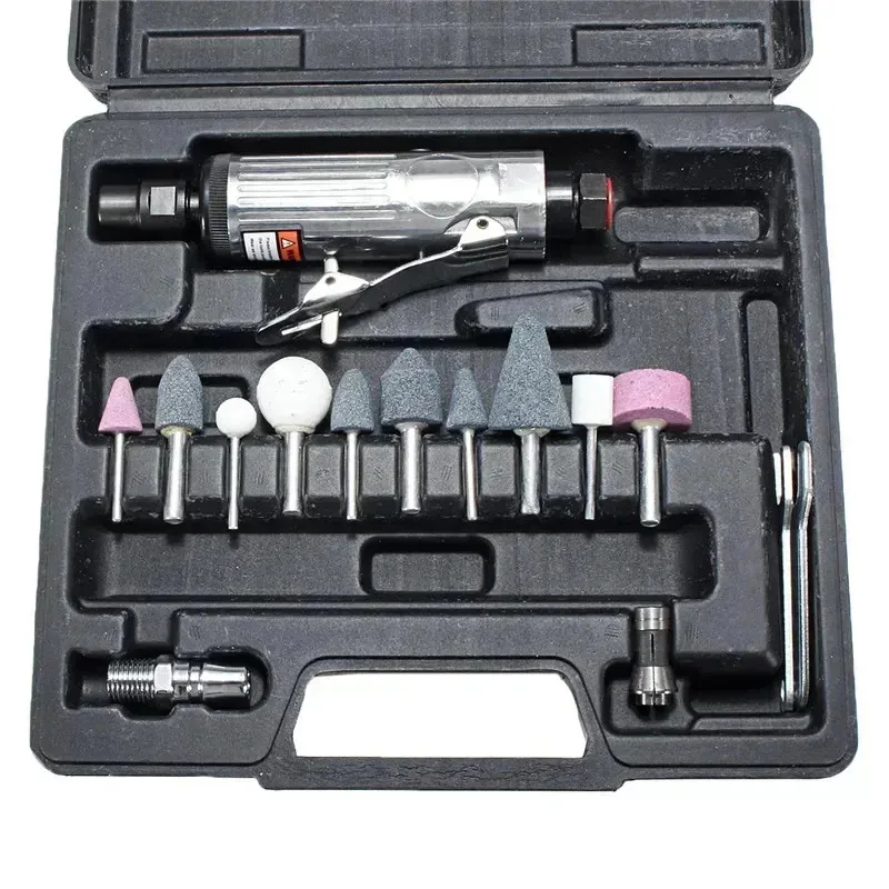 16Pcs/Set 1/4 Inch Car Air Compressor 90psi Grinder Machine Tirel Rotary Stone Tool Kit High-speed Polishing Pneumatic Tool - Image 3