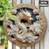Vintage Dragon Wooden Wall Decor Round Sign 8 Inch Kitchen Cafe Office Art Rustic Home Gift 2D Flat Print