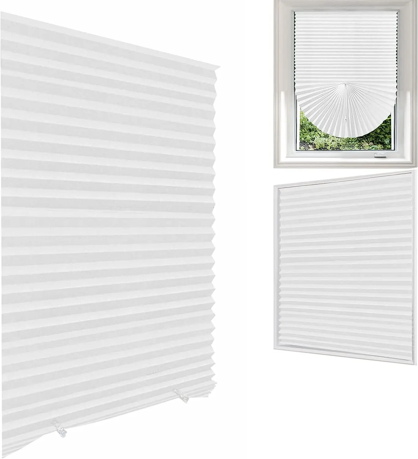 Blind for Window Self Adhesive Pleated Blinds Cordless No Drill Fabric Blinds Room Darkening Shades Blackout Shades for Bathroom - Image 6