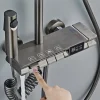 Matte Gray Piano Shower Set Brass Bathroom Shower System Wall Mounted Bathtub Hot Cold Faucet Set New 4Way Bathroom Shower Sets
