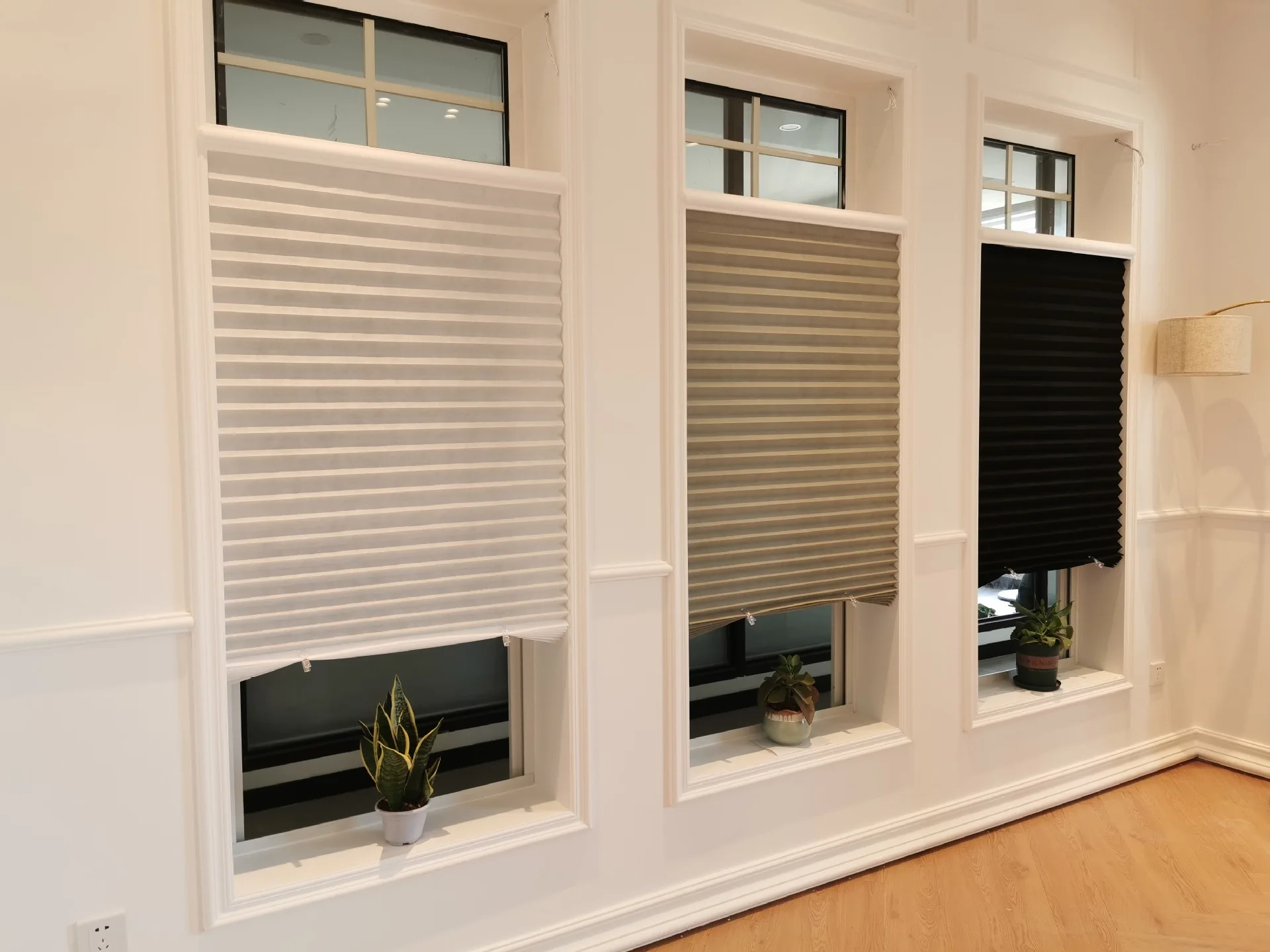 Pleated Window Shades for Office and Home, Temporary Blackout Blinds, Zebra Shades for French Door, Keep from Sunlight - Image 4