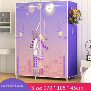 Simple Wardrobe Cloth Wardrobe Modern Simple Single Dormitory Assembly Storage Cabinet Rental House Fabric Small Hanging Closet