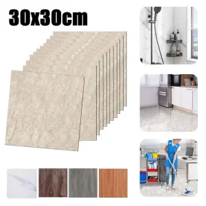 10pcs Self-Adhesive Floor Tiles,Wear-Resistant Peel and Stick Flooring for Kitchen Bedroom Cement Floor Wall Sticker Home Decor