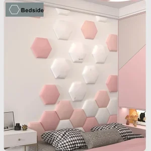 1pc 25 x 28cm Anticollision Hexagonal Headboard Bed Soft Bag Set 3D Wall Sticker Tatami Bedside Decor Aesthetic Home Decoration